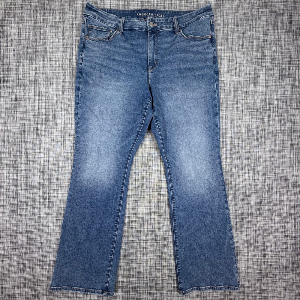 American Eagle Womens Jeans 18 Regular Curvy High Rise Skinny Kick Bootcut Blue